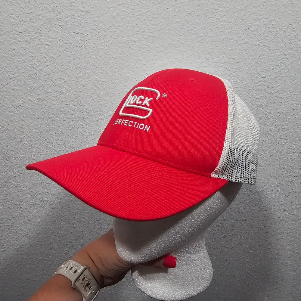 Glock Perfection Red White Mesh Trucker Hat Snapback USA Flag Patch Mens Cap